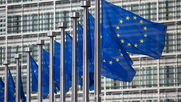 Flaggen vor dem Europaparlament in Brüssel
